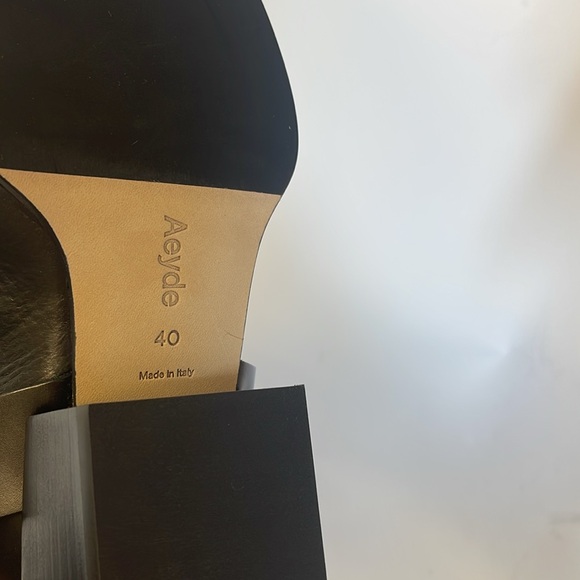 Aeyde women square toe biker Black calf Leather Heeled Boots size 40 - Picture 9 of 14